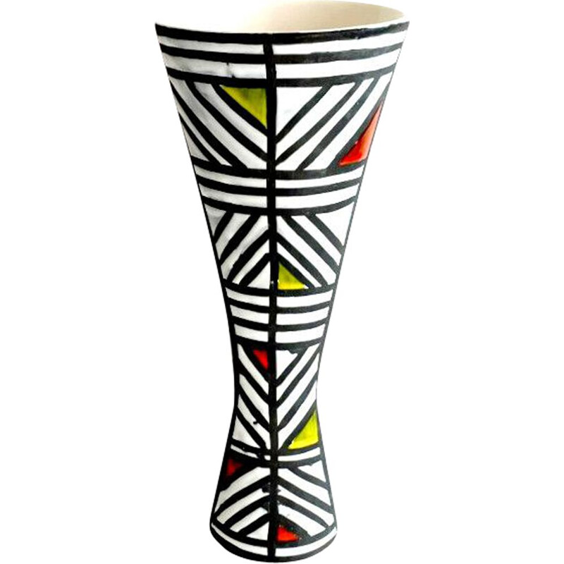 Vintage glazed earthenware diabolo vase by Roger Capron, 1960