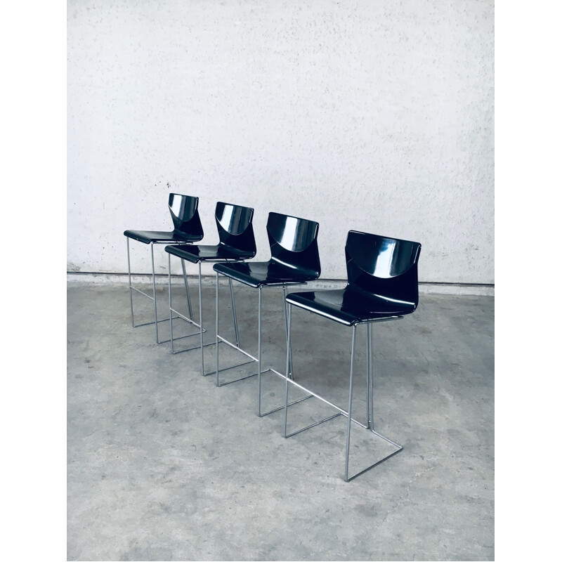 Set of 4 vintage Dada bar stools by Georges Coslin for Mesero, Italy 1980s