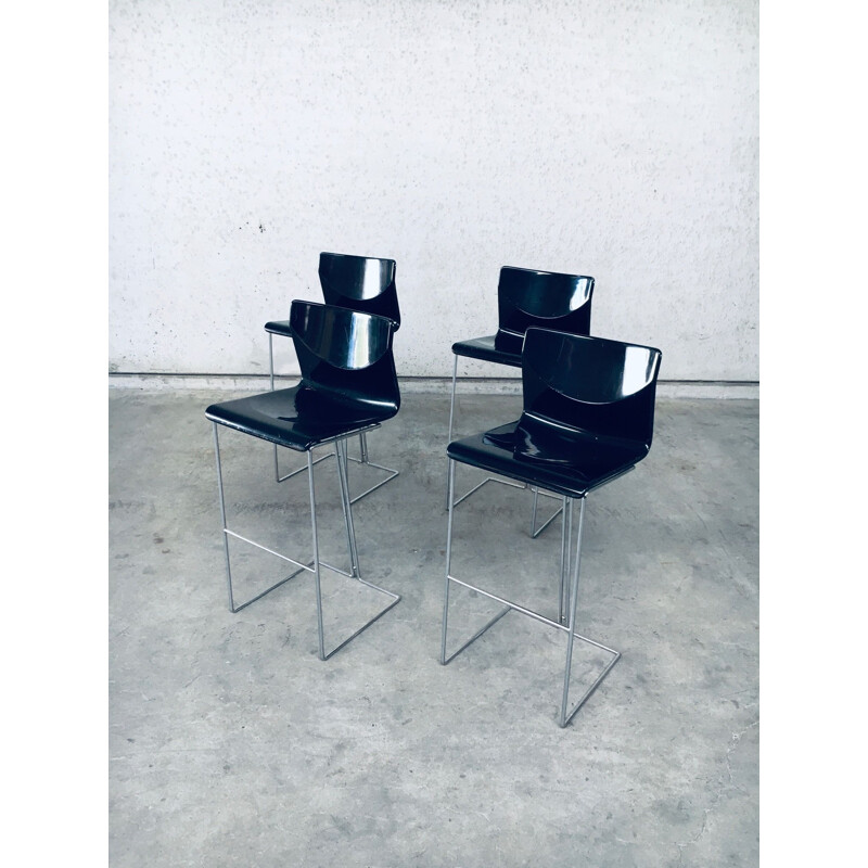 Set of 4 vintage Dada bar stools by Georges Coslin for Mesero, Italy 1980s