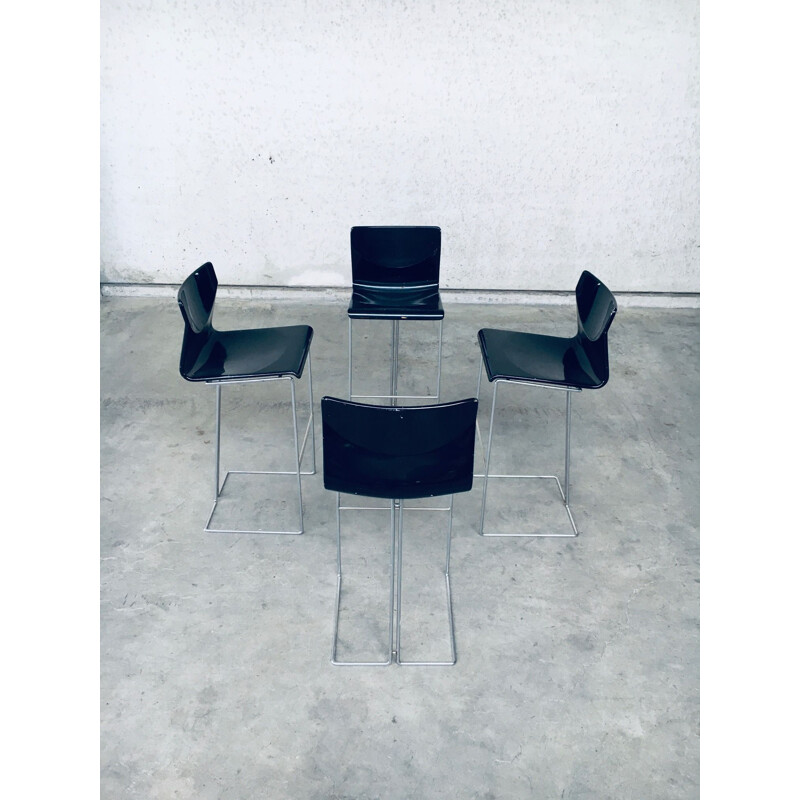 Conjunto de 4 bancos de bar Dada de Georges Coslin para Mesero, Itália 1980