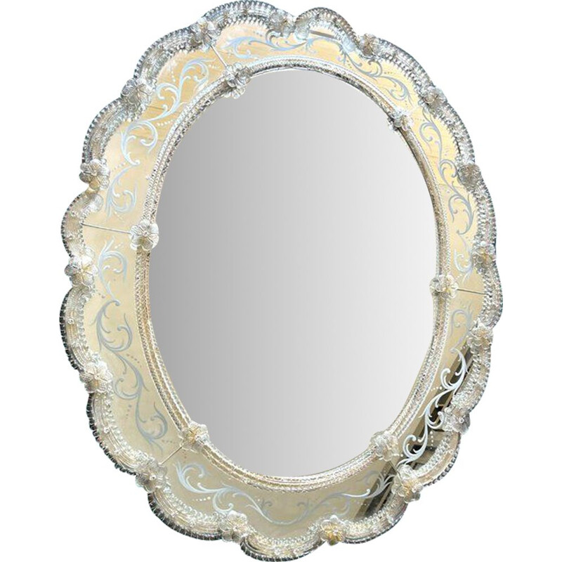 Espejo vintage de cristal de murano