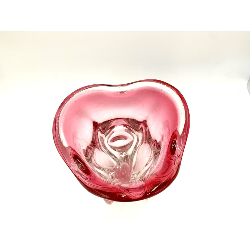 Vintage pink art glass vase by Chribska Sklarna, Czech 1960