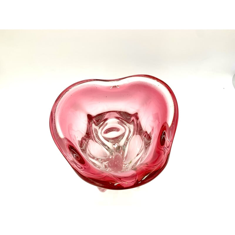 Vintage rosa Vase aus Kunstglas von Chribska Sklarna, Tschechien 1960