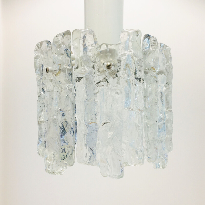 Plafonnier vintage en verre de glace de Murano par J.T. Kalmar, Autriche 1960