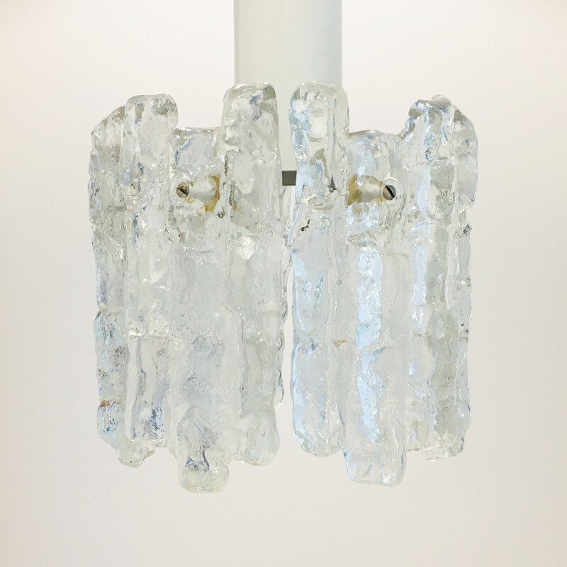 Mid-century Murano ice glass ceiling lamp by J.T. Kalmar, Austria 1960s