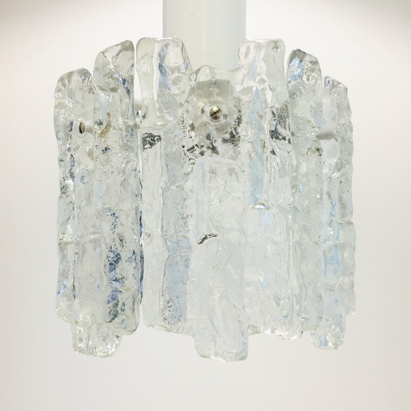 Mid-century Murano ice glass ceiling lamp by J.T. Kalmar, Austria 1960s