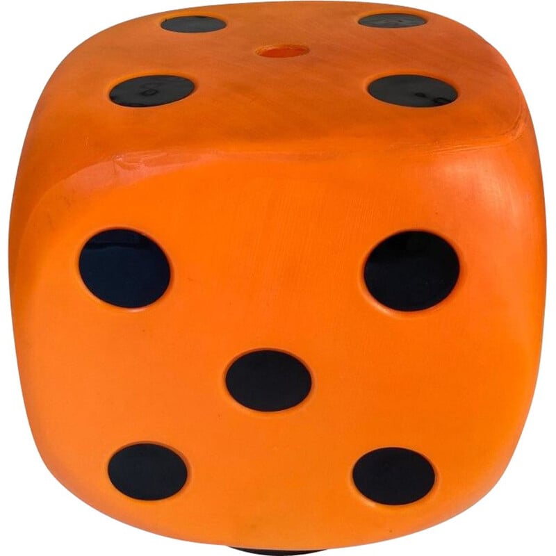 Vintage orange and black dice lamp, 1970