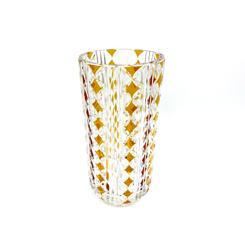 Vintage-Vase in weißem und goldenem Kristall, Polen 1970