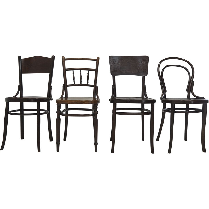 Set of 4 vintage dining chairs by Thonet, 1920s