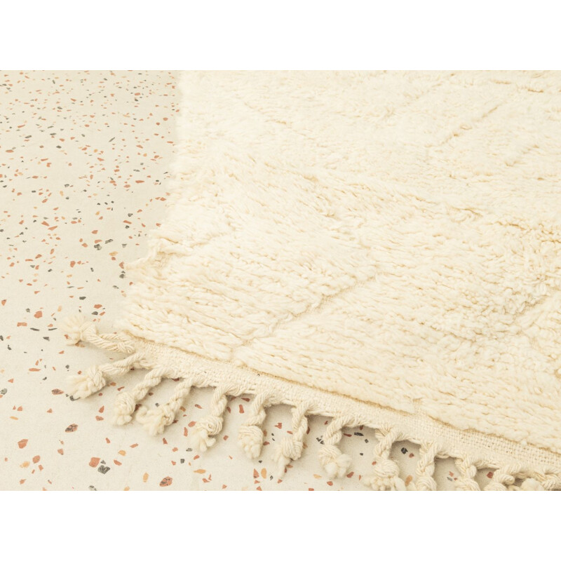 Tapis berbère vintage en laine white diamond, Maroc