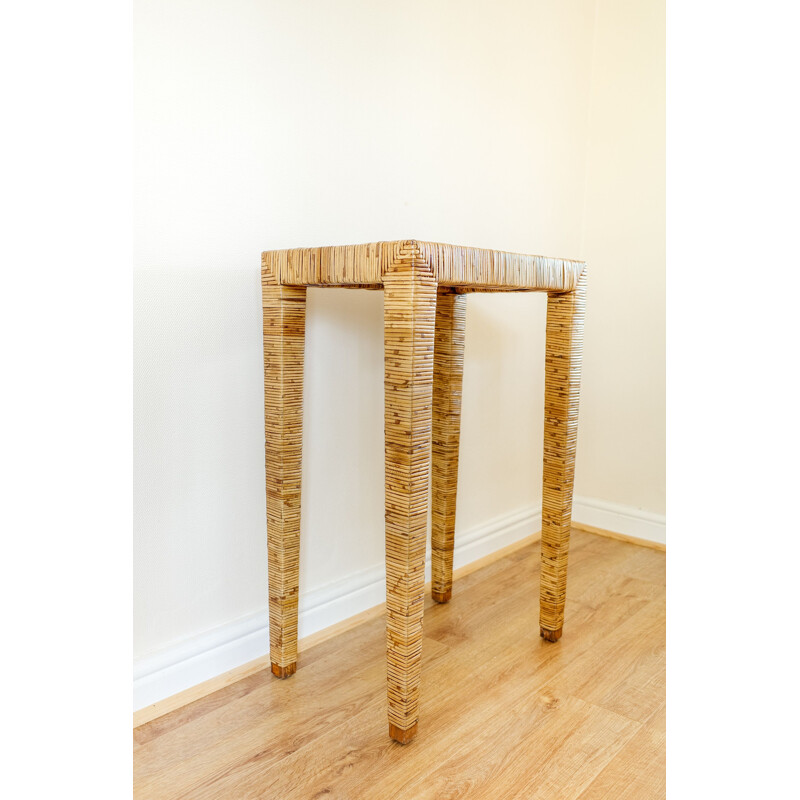 Mid century wicker tall console, 1960s