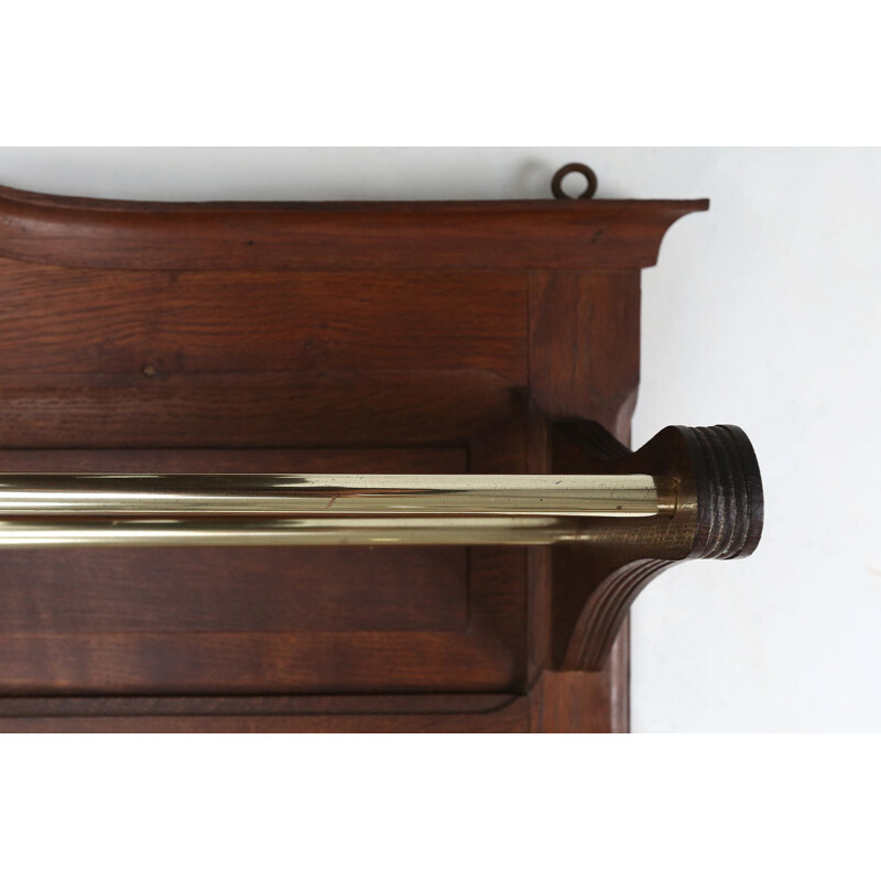 Vintage wood and copper coat rack with mirror by Adolf Loos for Capua, 1916