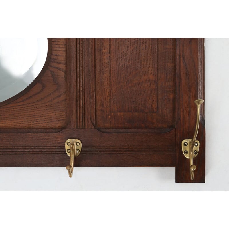 Vintage wood and copper coat rack with mirror by Adolf Loos for Capua, 1916