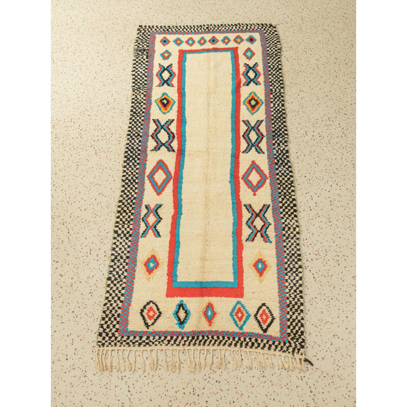 Vintage Berber carpet azilal in wool, Morocco