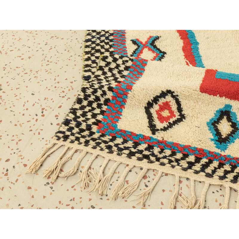 Vintage Berber carpet azilal in wool, Morocco