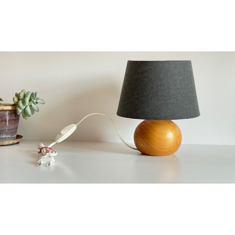 Vintage wooden ball lamp, 1980