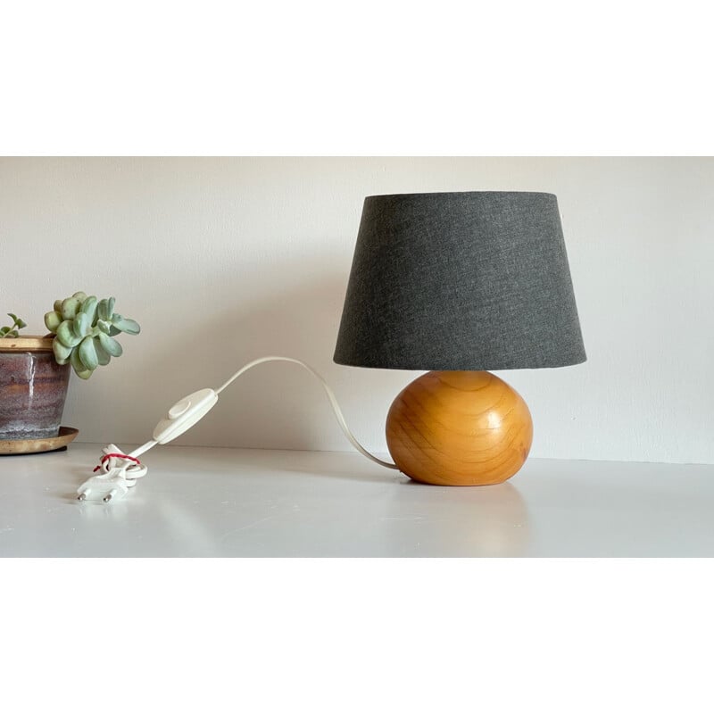 Vintage wooden ball lamp, 1980