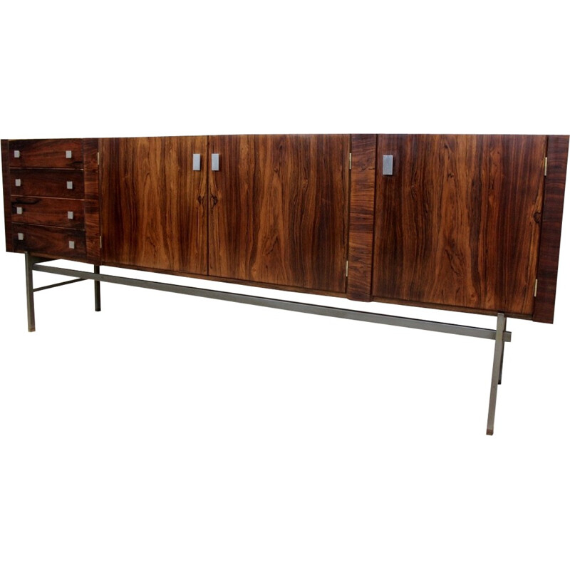 Mid century Belform sideboard in rosewood and steel, Alfred HENDRICKX - 1960s