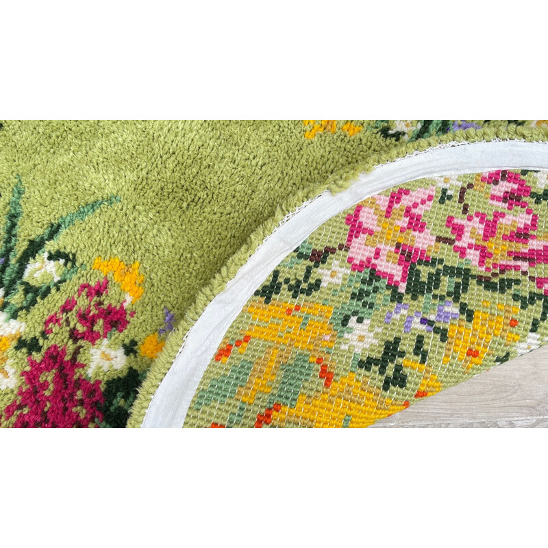 Vintage ovaal tapijt van zuivere wol, 1970