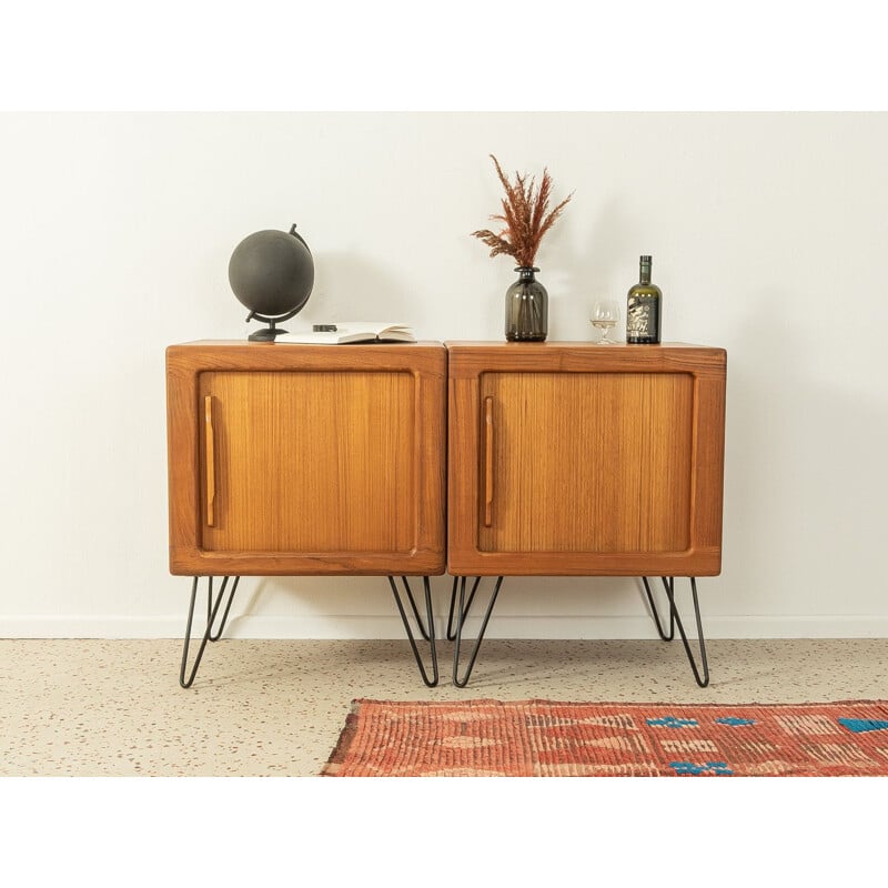 Vintage teak chest of drawers with sliding door, Denmark 1960