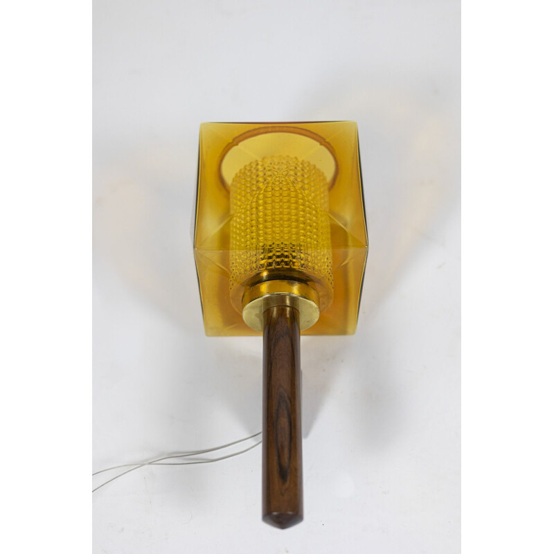 Vintage rosewood and glass wall lamp by Carl Fagerlund, 1960