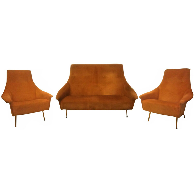 Vintage lounge set 1 sofa and 2 armchairs, Guy BESNARD - 1960