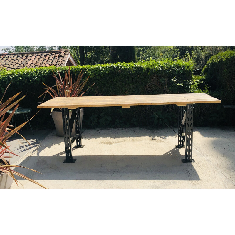 Vintage table with raw wood top