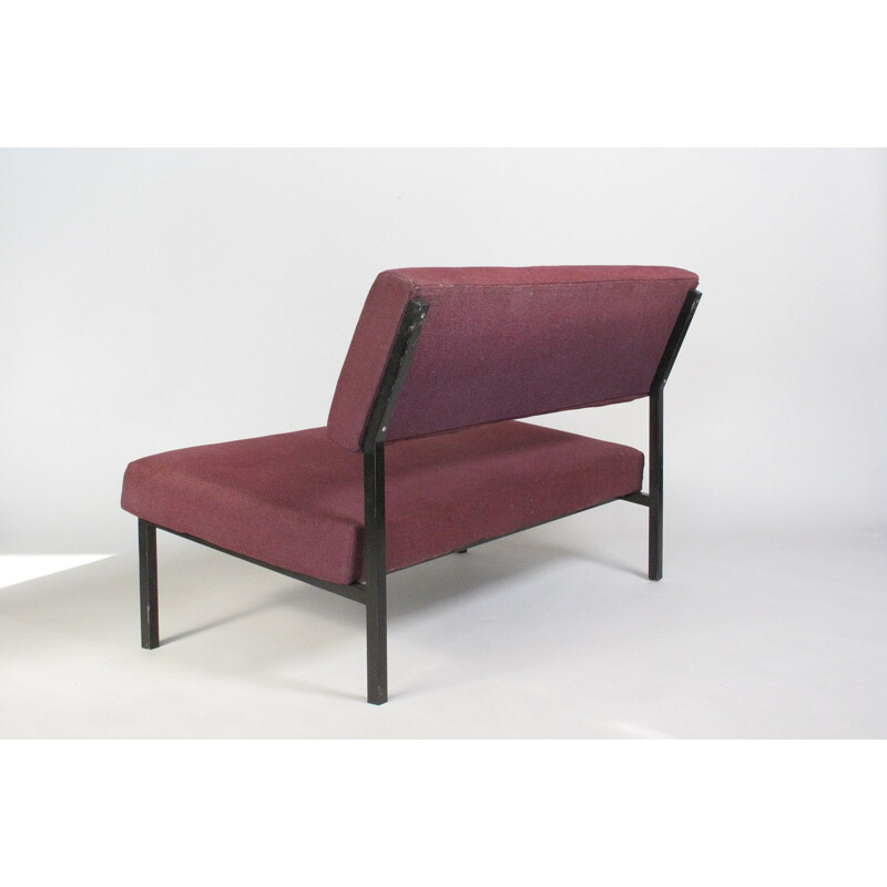 Vintage modernist metal and fabric sofa, 1960