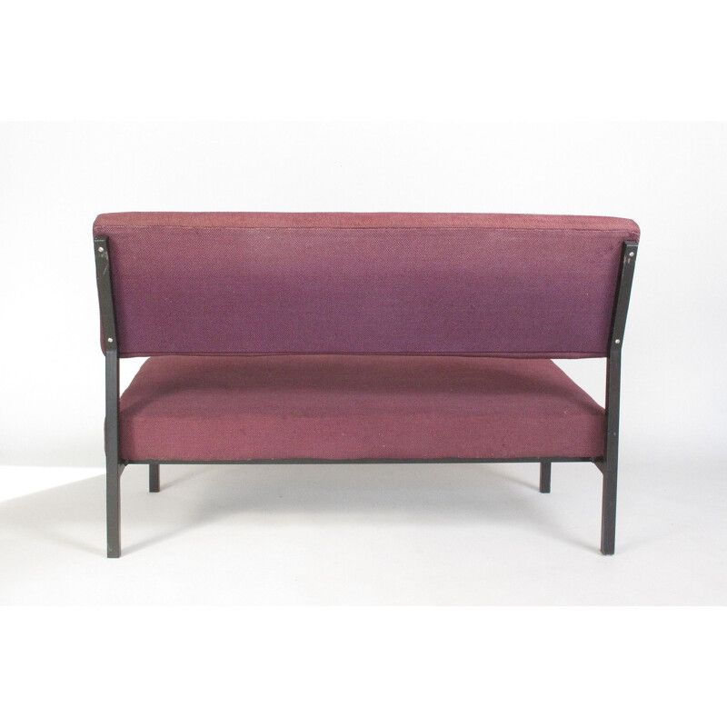 Vintage modernist metal and fabric sofa, 1960