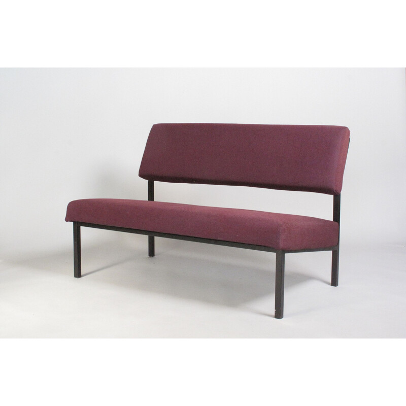 Vintage modernist metal and fabric sofa, 1960