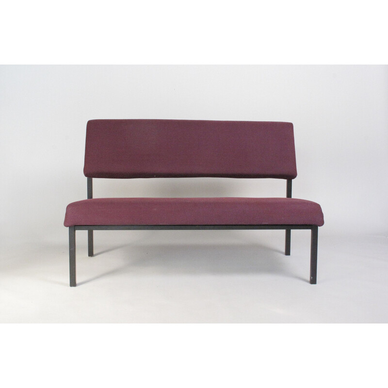 Vintage modernist metal and fabric sofa, 1960