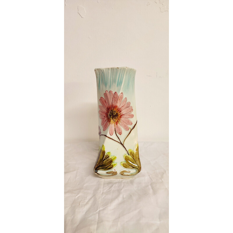 Vintage "Art Nouveau" ceramic vase with floral motifs