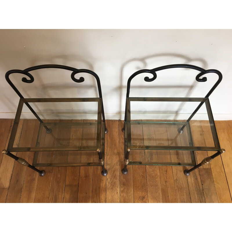 Pair of side tables in forged iron - 1950s