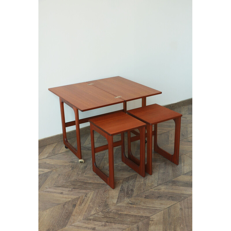 Vintage coffee table with pair of teak stools by Mcintosh, 1960