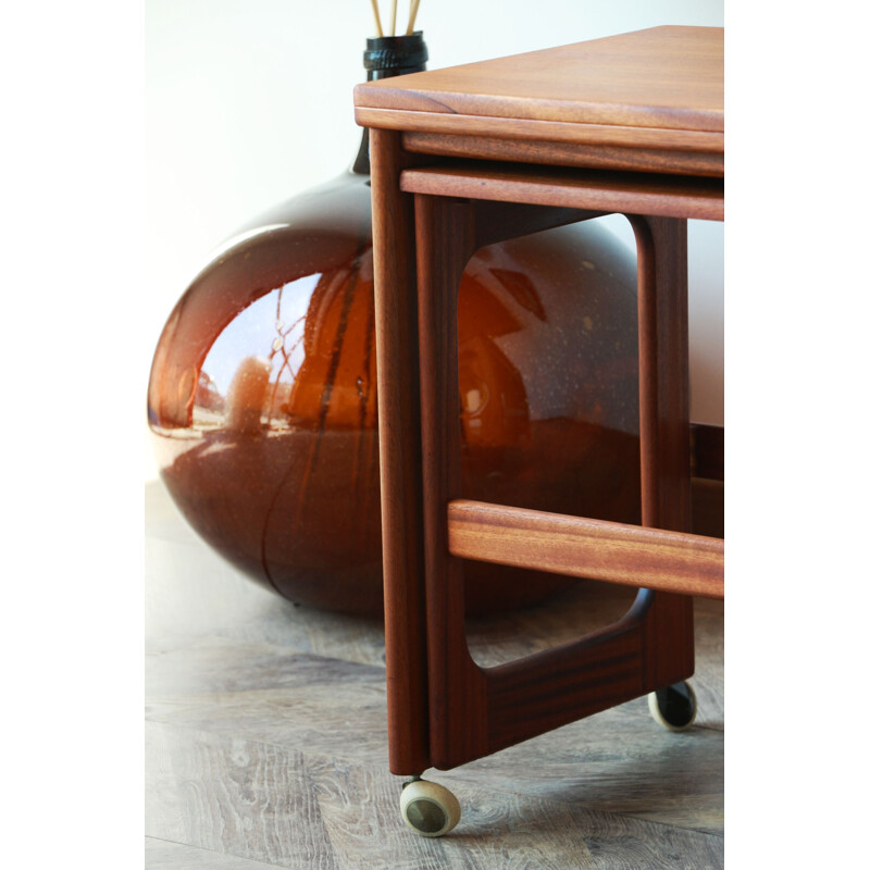 Vintage coffee table with pair of teak stools by Mcintosh, 1960