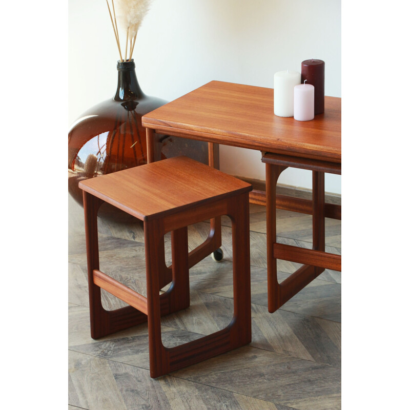 Vintage coffee table with pair of teak stools by Mcintosh, 1960