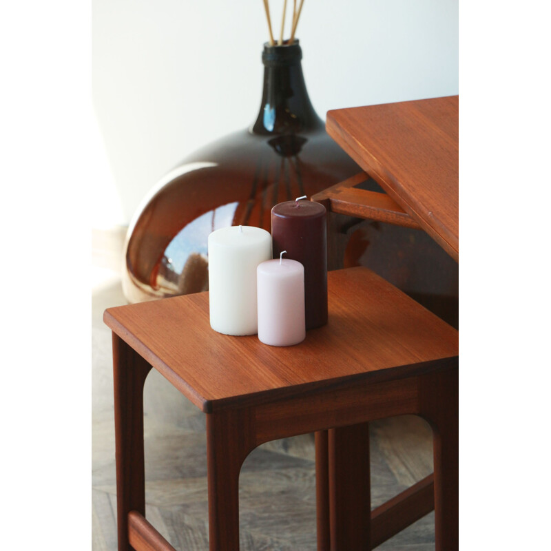 Vintage coffee table with pair of teak stools by Mcintosh, 1960