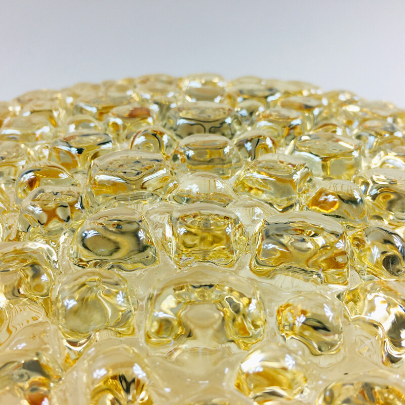 Mid-century German amber glass ceiling lamp by Helena Tynell for Limburg, 1970s