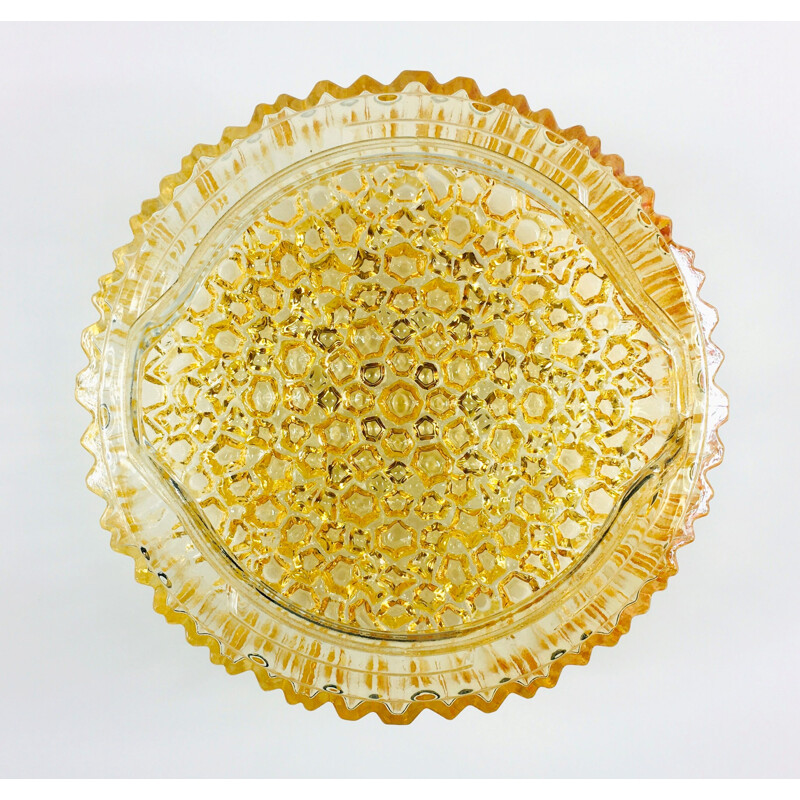 Mid-century German amber glass ceiling lamp by Helena Tynell for Limburg, 1970s