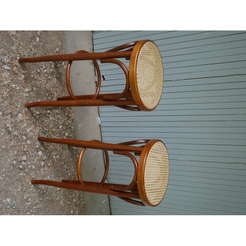 Pair of vintage bar stools in beech wood, 1980