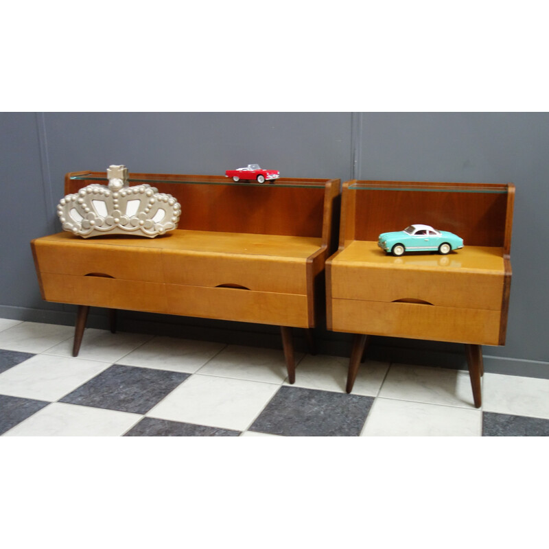 Pair of vintage night stands in different sizes, 1960s