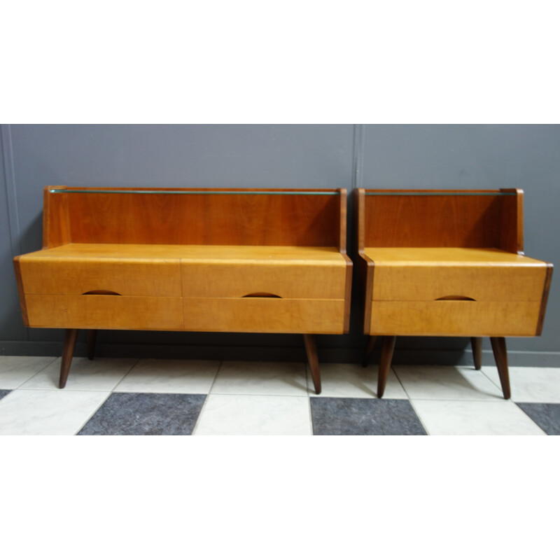 Pair of vintage night stands in different sizes, 1960s