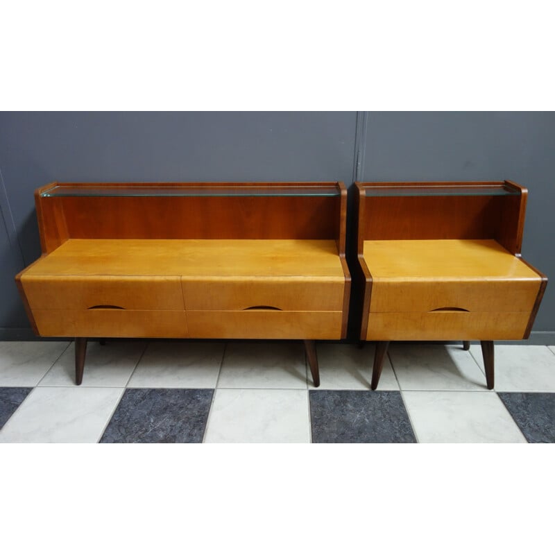 Pair of vintage night stands in different sizes, 1960s