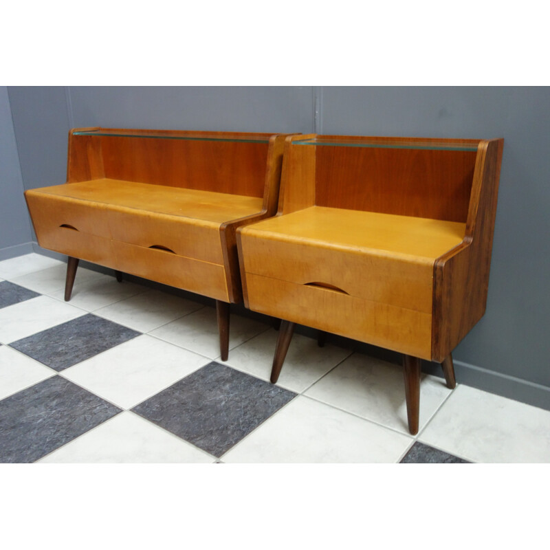 Pair of vintage night stands in different sizes, 1960s