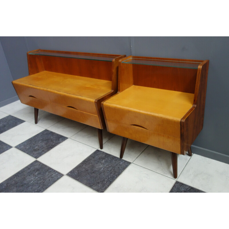 Pair of vintage night stands in different sizes, 1960s