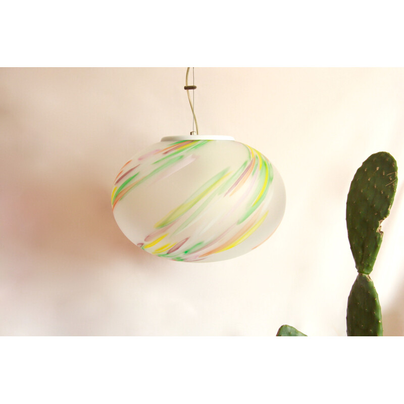 Vintage Primavera hanglamp in pastel Murano glas, Italië 1970