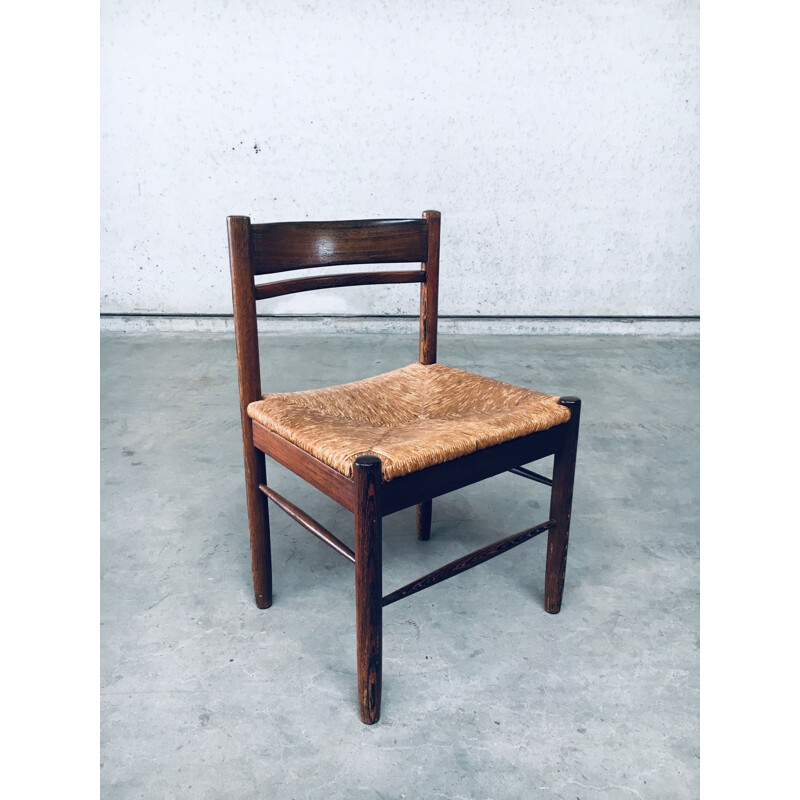 Set aus 6 Vintage-Stühlen aus Wengeholz und Papierkordel, Belgien 1960