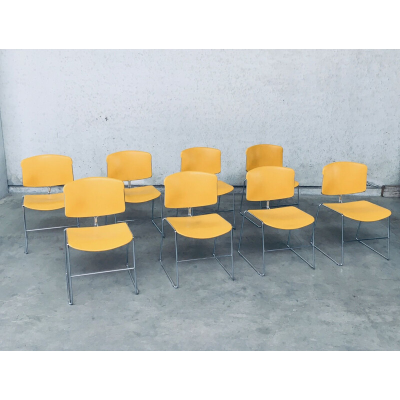 Ensemble de 8 chaises de bureau vintage Max Stacker par Steelcase Strafor, USA 1970-1980