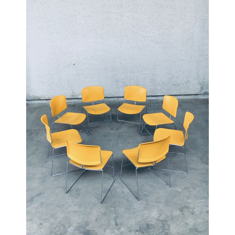 Set of 8 vintage Max Stacker office chairs by Steelcase Strafor, USA 1970-1980s