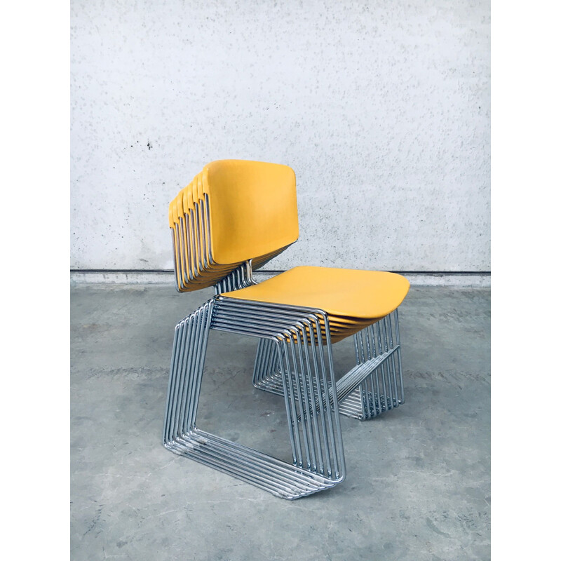 Ensemble de 8 chaises de bureau vintage Max Stacker par Steelcase Strafor, USA 1970-1980